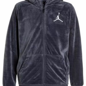 Nike Jordan Boys velour Hooded sweatshirt Gray
